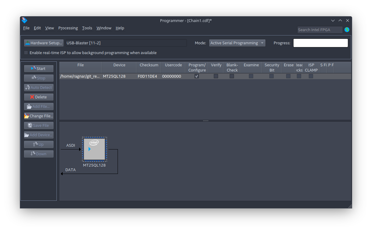 Das Programmierfenster von Quartus